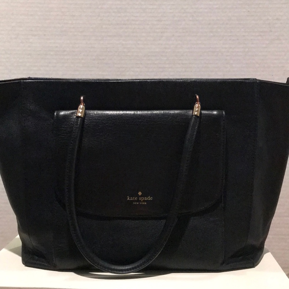 KATE SPADE Large Black Leather Tote